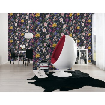 Tapeta Wiosenne Kwiaty na Czarnym Tle AS-Creation AS373364 - Sklep z Tapetami na ścianę Tapetydekoracje.pl