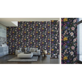 Tapeta Wiosenne Kwiaty na Czarnym Tle AS-Creation AS373364 - Sklep z Tapetami na ścianę Tapetydekoracje.pl