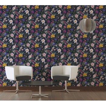 Tapeta Wiosenne Kwiaty na Czarnym Tle AS-Creation AS373364 - Sklep z Tapetami na ścianę Tapetydekoracje.pl