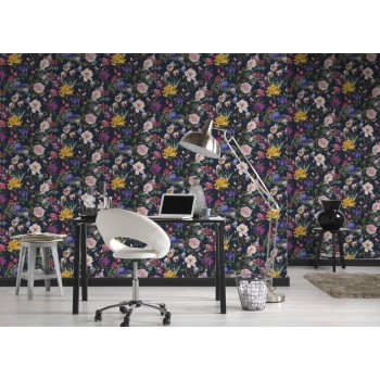 Tapeta Wiosenne Kwiaty na Czarnym Tle AS-Creation AS373364 - Sklep z Tapetami na ścianę Tapetydekoracje.pl