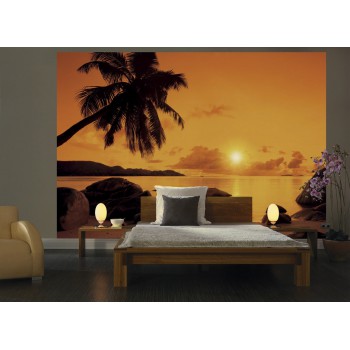 Fototapeta Słońce Wschodzące na Plaży Komar 8-316 Sunset (368 x 254 cm) - Sklep z Fototapetami na ścianęTapetydekoracje.pl
