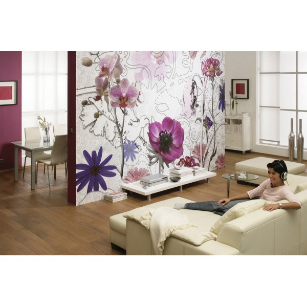 Fototapeta Kwiaty Fioletowe Komar 8-887 Purple (368 x 254 cm) - Sklep z Fototapetami na ścianęTapetydekoracje.pl