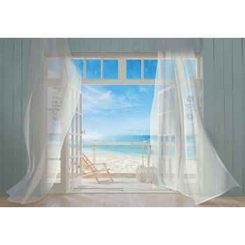 Fototapeta Plaża Malibu z Okna Komar 8-956 Malibu (368 x 254 cm) - Sklep z Fototapetami na ścianęTapetydekoracje.pl