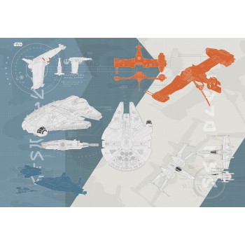 Fototapeta Gwiedne Wojny Plan Statków Komar 8-4001 Star Wars Technical Plan (368 x 254 cm) - Sklep z Fototapetami na ścianęTapet