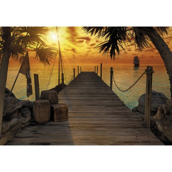Fototapeta Most na Wyspie Tropikalnej Komar 8-918 Treasure Island (368 x 254 cm) - Sklep z Fototapetami na ścianęTapetydekoracje