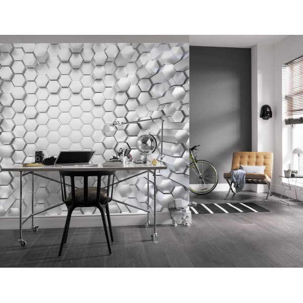 Fototapeta 3D Geometryczne Figury Komar 8-206 Titanium (368 x 254 cm) - Sklep z Fototapetami na ścianęTapetydekoracje.pl