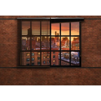 Fototapeta Miasto Brooklyn z Okna Komar 8-882 Brooklyn Brick (368 x 254 cm) - Sklep z Fototapetami na ścianęTapetydekoracje.pl