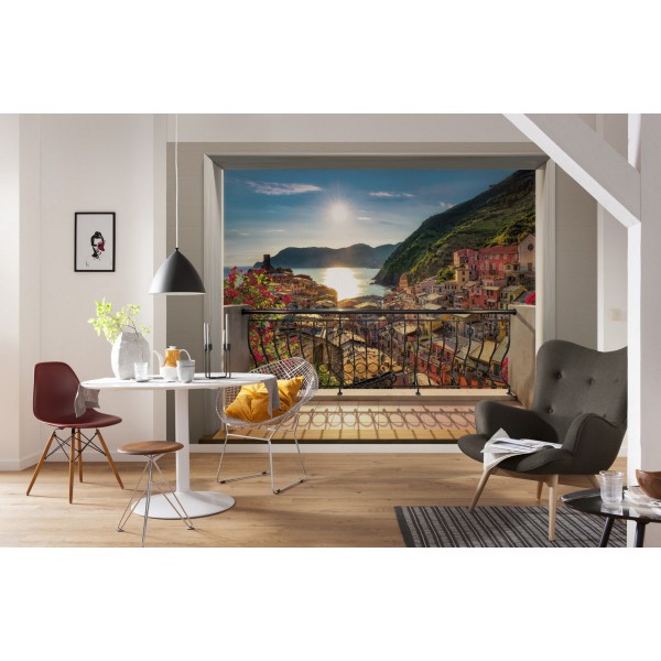 Fototapeta 3D Miasto Włochy z Balkonu Komar 8-988 Vernazza (368 x 254 cm) - Sklep z Fototapetami na ścianęTapetydekoracje.pl