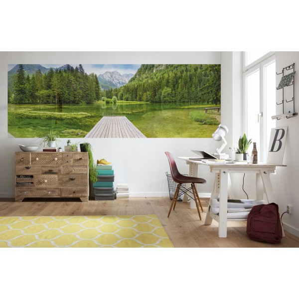 Fototapeta Jezioro Zielone Komar 4-538 Green Lake (368 x 127 cm) - Sklep z Fototapetami na ścianęTapetydekoracje.pl
